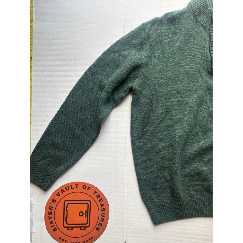 enzo mantovani wool 1/4 Button Mock Neck Sweater Sz Medium Green Mens - Picture 2 of 7